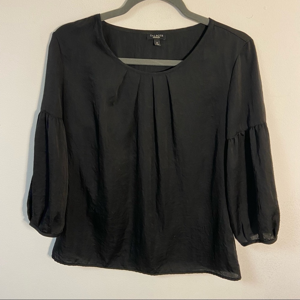 Talbots Women’s Blouse Top Black Polyester Size 6